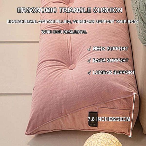 Stor Bolster Triangulär Sänggavel Kil Ryggstöd Positioneringsstöd Sängstöd Läskuddar pink 80*50cm