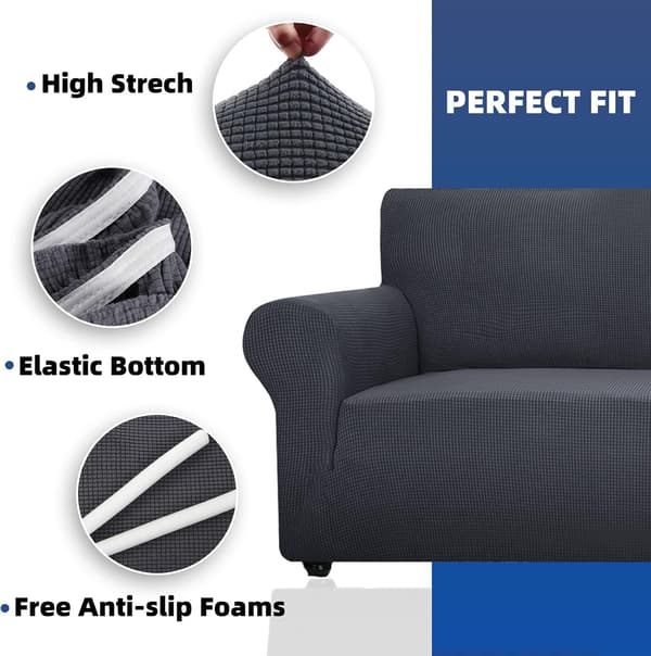 Formsydde sofatrekk for 3-seters sofa, superelastiske vaskbare sofatrekk med sklisikkert skum og elastisk bunn, møbelbeskytter med