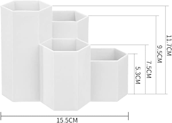 1 stk (hvit) Plast Sekskannet Penneholder, Multifunksjonell Penneholder, P