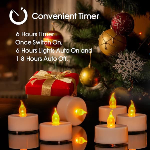 12-pack LED värmeljus ljus med timer - varmgul
