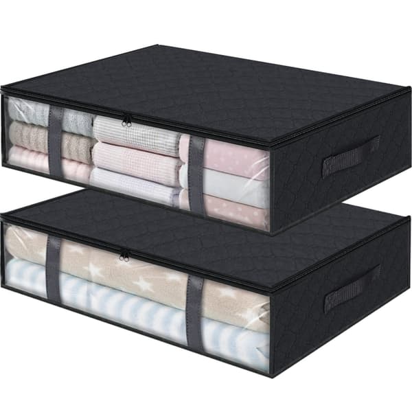 2-pak Sort 40L Foldbare Opbevaringsposer til Under Sengen med Klart Vindue