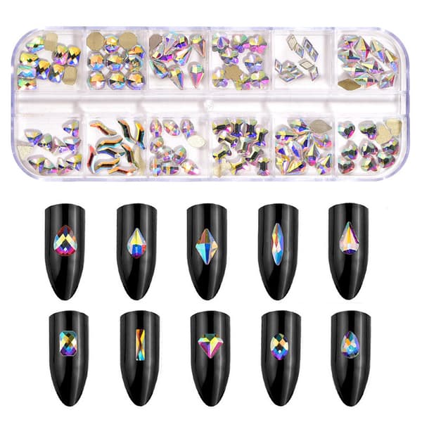 360 stk. Rhinestones til neglekunst, Crystal AB Rhinestones Flat Back