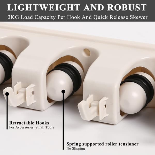 1 stk (Beige) Multifunksjons Veggmontert Moppholder, Veggmontert