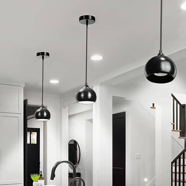 Elegant Pendel Lampe Baldakin Sæt, Høj-Kvalitets Glat Finish Smedejern Materiale til Klassisk Sort Rund Form Lysekrone Loftplade (2 stk)