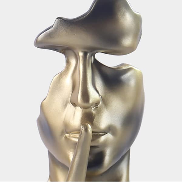 Stillhet er gull Skulpturpynt, Stillhetsstatuer i harpiks, S