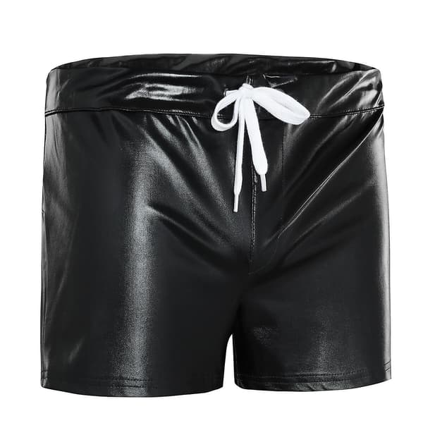 Sliktaa miesten kiiltävät nahkashortsit Black M