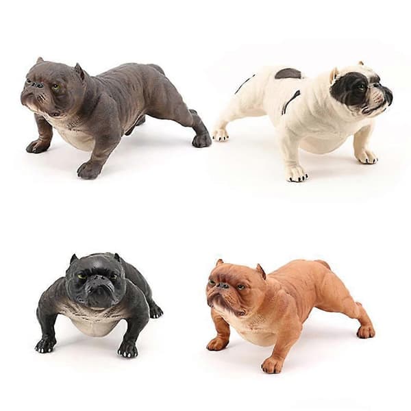 Haloppe Realistisk Bully Hund PVC Dyre Solid Model Figur Børnelegetøj Borddekoration White
