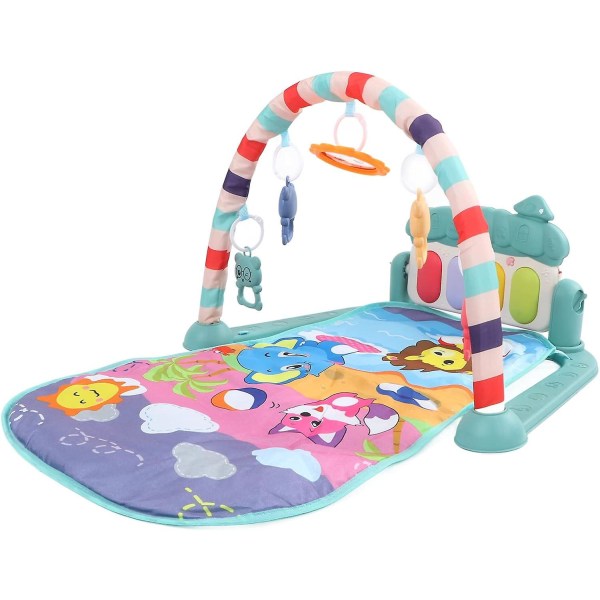 Baby gym med ljus, ljud och musik - sensorisk leksak för nyfödda, tidig utveckling, motorisk förbättring - blå