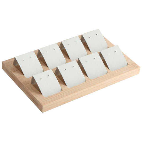 1/2/3 trä örhängeskorthållare med bricka för smycketillbehör 8 Pair White 1Set