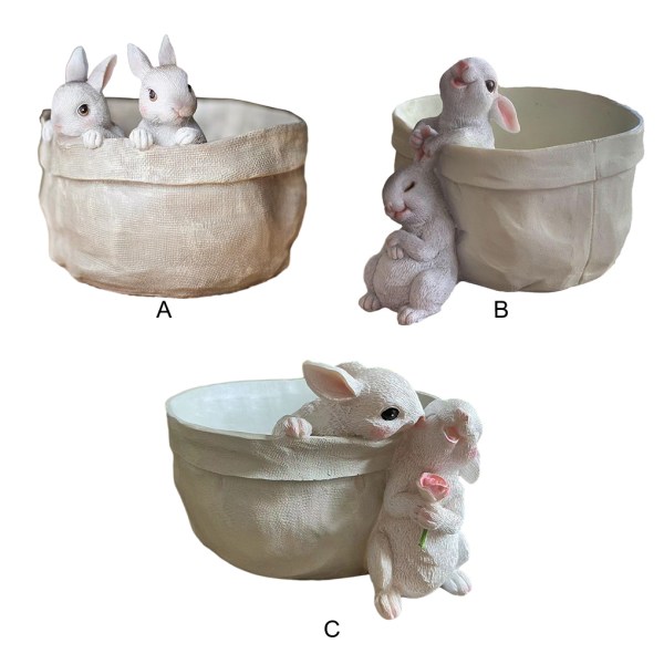 1/2 Resin Snygg kanin Blomkruka Trädgårdar Skönhet inomhus och Rabbit Kissing 1 Pc