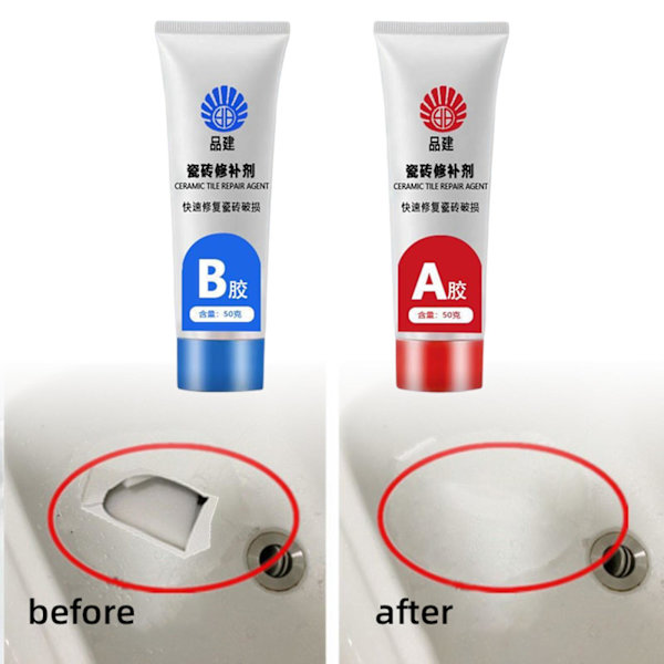 1/2/3 2x Tile Repair Agent Fix Hole Keramic Repair Pasta för Gray White 50ml 1Set