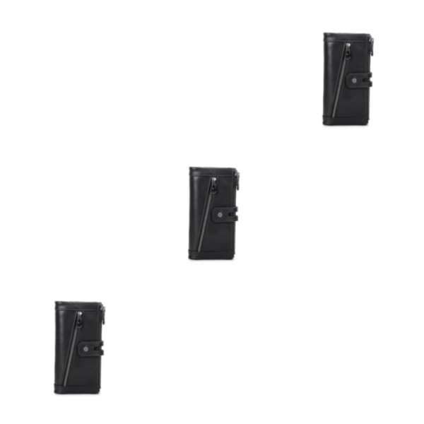 1/2/3/5 Läder Damplånbok För Zipper Pocket Snygg plånbok Black 3PCS