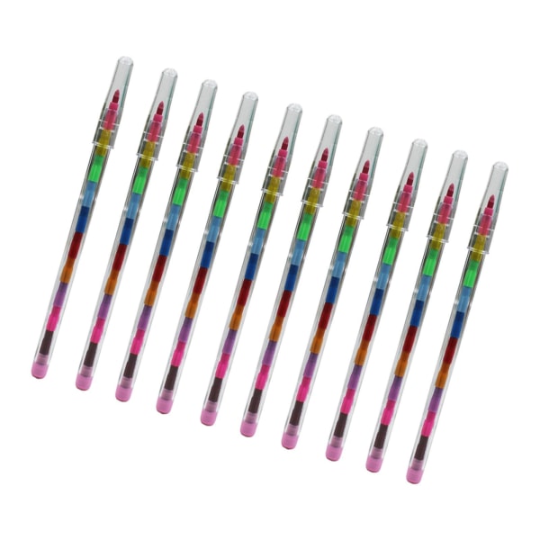 1/2/5 10x Rainbow Stacking För Crayons Pedagogisk Toy Smooth 5Set