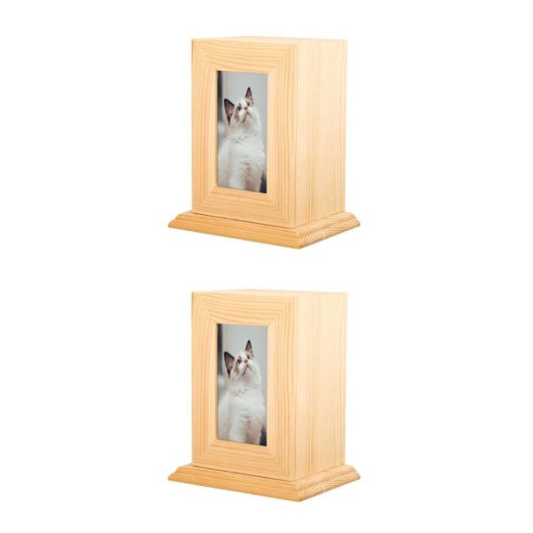1/2 husdjursurna ask urnor för hundar Casket Memorial Keepsake Light Wood 14 x 10.5 x 17cm 2Set