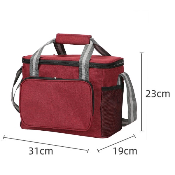 Lunch Vattentät Bag Tote Oxford Cloth Picknick Tote för Office Red