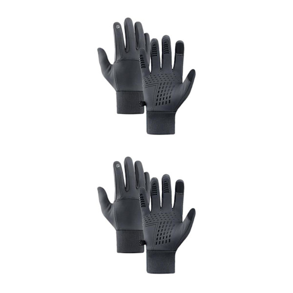 1/2/3 Men Winter Touch Screen Bekväm Full Finger för cykling Gray Large 2Set