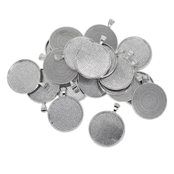 1/2/3/5 20x Runt hängande Blank Cabochon Basinställning DIY Silver 30mm 1Set