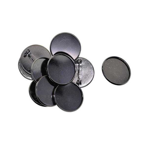 1/5 10 st 25 mm broschtillverkning av tomma cabochonramsinställningsbrickor Black 1Set