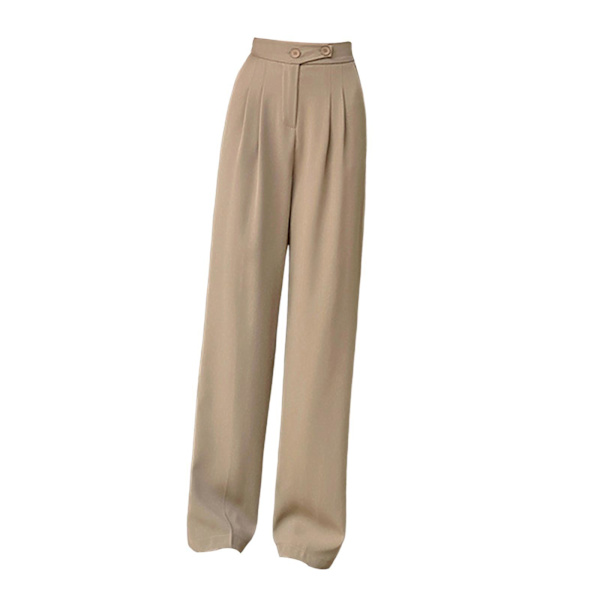 1/2/3/5 Womens Wide Leg Byxor Raka Ben Högmidjat kontor Khaki XL 1Set