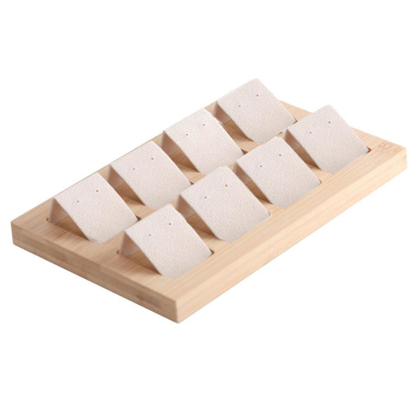 1/2/3 trä örhängeskorthållare med bricka för smycketillbehör 8 Pair Cream 1Set