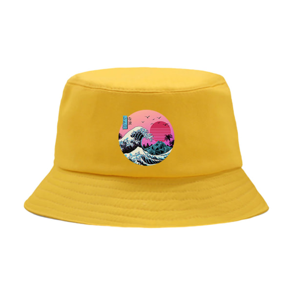 Elegant printed fiskarhatt för snyggt skydd Bucket Hat yellow 56-58CM