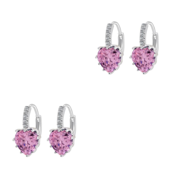 1/2/3/5 Lyx Hoop örhängen för kvinnor Hjärtformad strass style 4 2Set