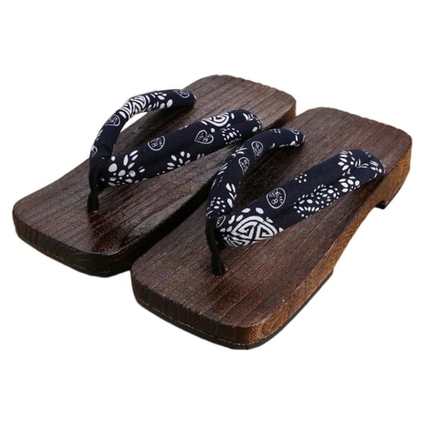 1/2 Japanska träskor Tofflor Geta Sandaler För Flip Flops för män Blue Square Size 43 1Set