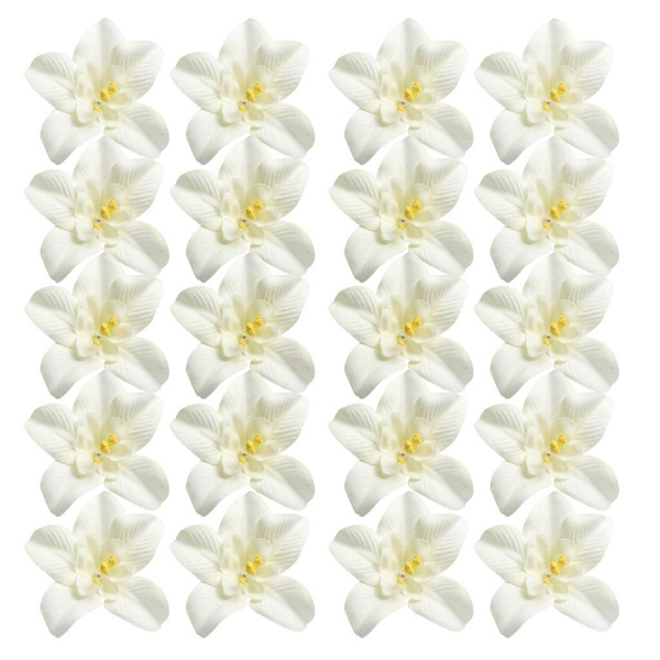 1/2/3 20 st konstgjorda sidenorkidéblomhuvuden för DIY-bröllop Off white 1Set