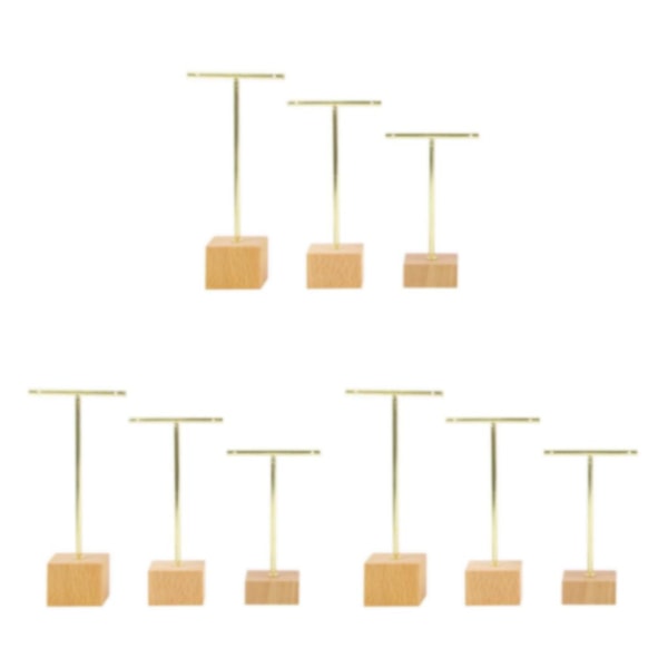 1/2/3 metall smycken T-Shape örhängen Display Rack Stativ Gold 4 x 4 x 14cm 3Set
