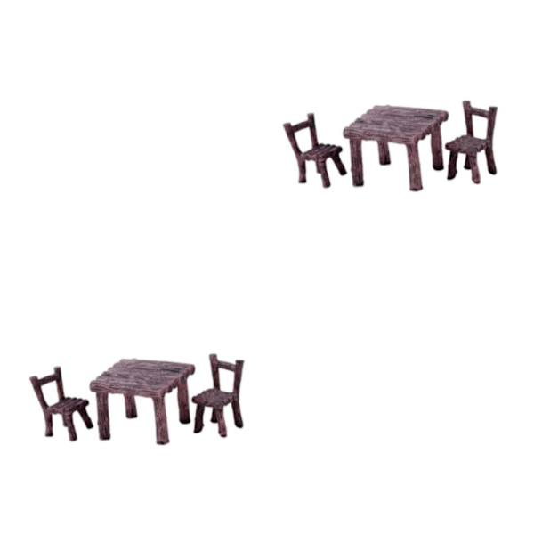 1/2/3 Bordsstolar Set Handmålad dekor för Micro Landscape Brown 2Set