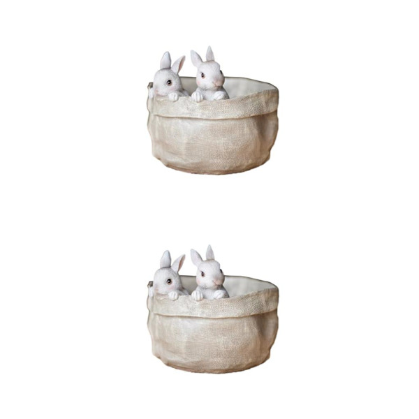 1/2 Resin Snygg kanin Blomkruka Trädgårdar Skönhet inomhus och Rabbit 2PCS