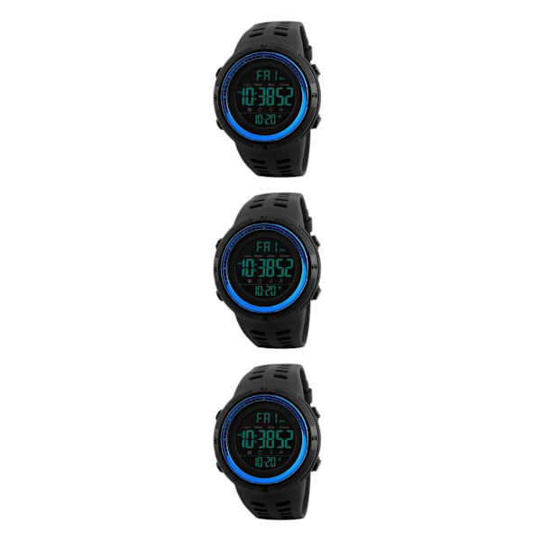 1/2/3 1251 Herr Digital Sports Watch Waterproof Stoppur För Blue 250mm 3Set