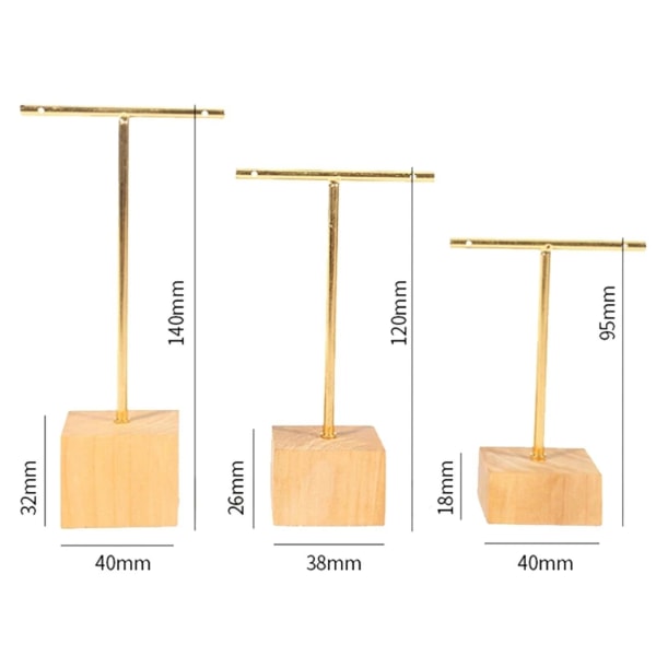 1/2/3 metall smycken T-Shape örhängen Display Rack Stativ Gold 4 x 4 x 14cm 1Set