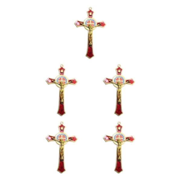 1/2/3/5 Zinklegering Väggkrucifix Cross Jesus Statue Staty Red 12x7cm 5Set