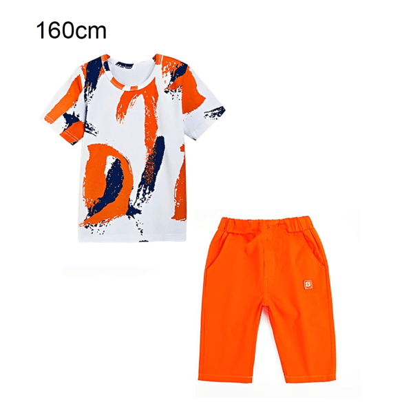1/2/3/5 Pojkar Kläder Sommar Outfit Tonårsskjortor Multipurpose Orange 160cm 1 Pc