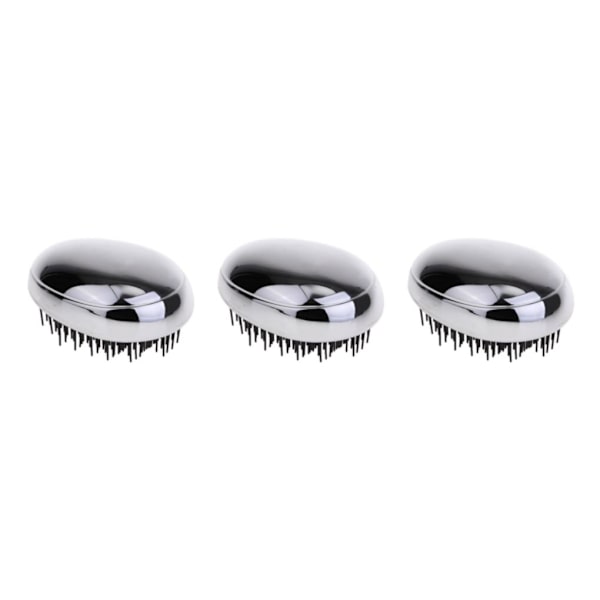 1/2/3/5 Portable Pocket Detangle Hair Brush Kam för kvinnor Silver 9 x 4.5cm 3Set