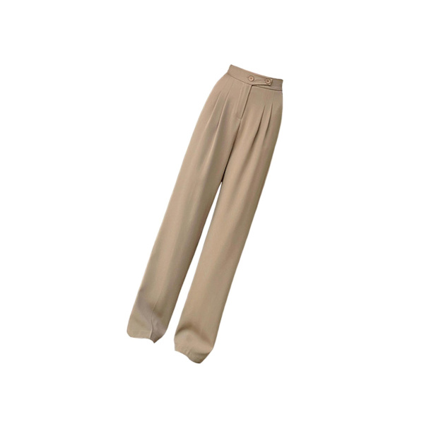 1/2/3/5 Womens Wide Leg Byxor Raka Ben Högmidjat kontor Khaki S 1Set