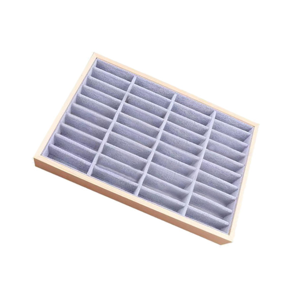 Wood Velvet Smycken Organizer Display Case Bricka Box för Frost Velvet