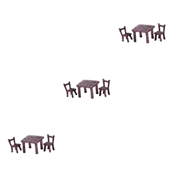 1/2/3 Bordsstolar Set Handmålad dekor för Micro Landscape Brown 3Set