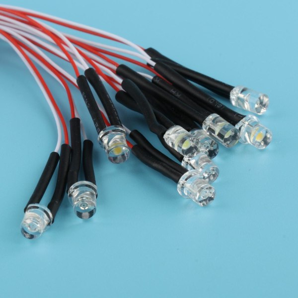 1/2/3/5 10 STK Förkopplade 3 mm LED-glödlampa emitterande dioder DC3V Red 30cm 1Set