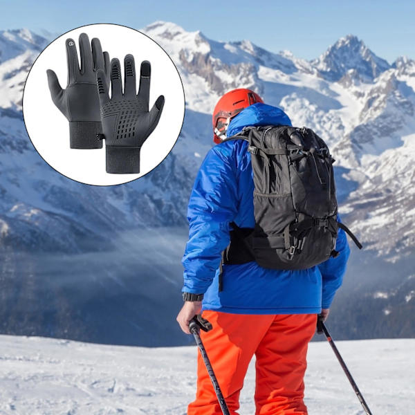1/2/3 Men Winter Touch Screen Bekväm Full Finger för cykling Gray Large 1Set