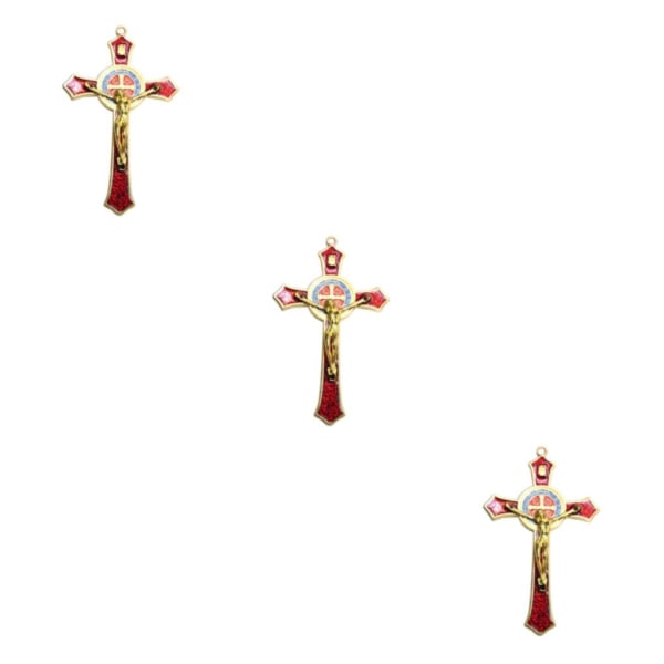 1/2/3/5 Zinklegering Väggkrucifix Cross Jesus Statue Staty Red 12x7cm 3Set