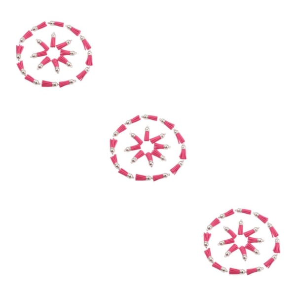 1/2/3/5 100 stycken Tofs Nyckelring Snygg DIY Tofs Tillbehör Rose Red-Silver 3Set