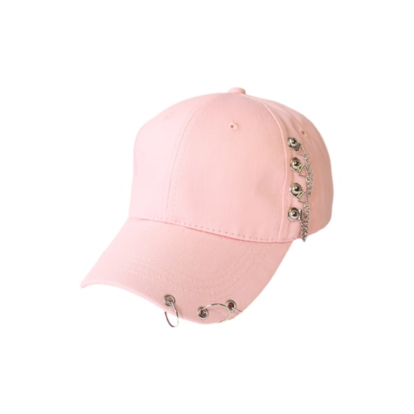Baseballkeps i Hip Hop-stil i bomull med cap med ring-baseballdekor Chain Pink