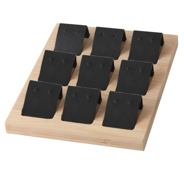 1/2/3 trä örhängeskorthållare med bricka för smycketillbehör 9 Pair Black 1Set