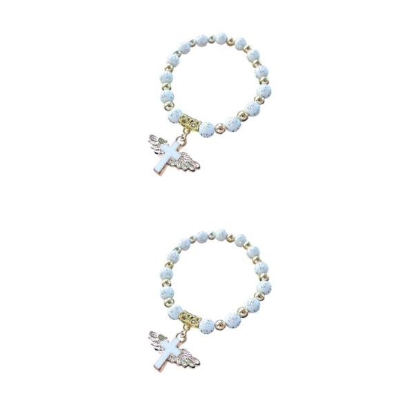 1/2/3/5 Angel Wing Cross Armband för 1:A nattvardsdedikation 2Set