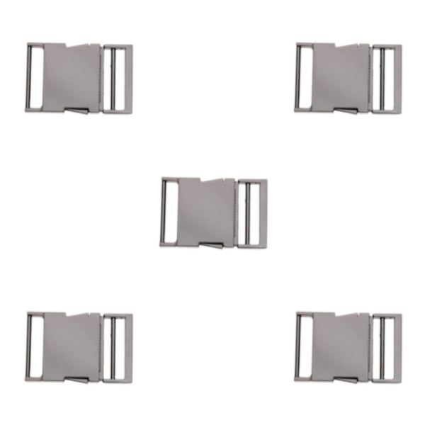 1/5 metallväska Webbing Bälte Spänne Clip Spänne Gray black Inner diameter 38mm 5Set