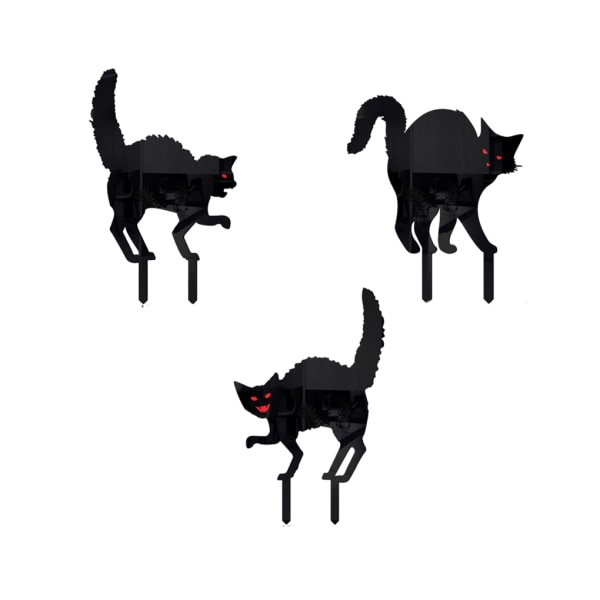 1/2 Akryl Cat Silhouette Halloween Yard skyltar - Ambience Med ABC 3 set 1 Pc