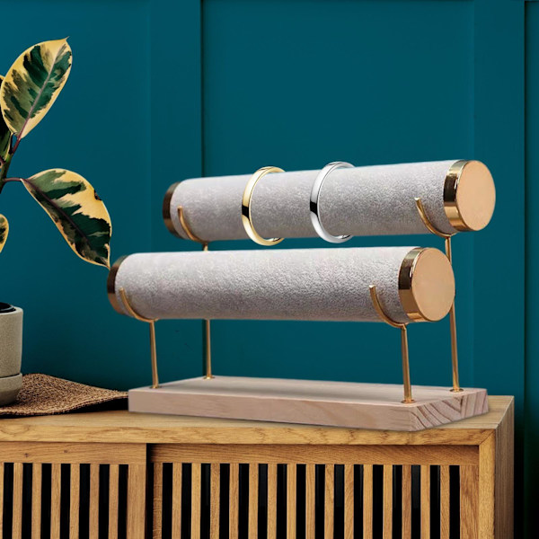 2-vånings armband Display Organizer Fristående för Grey Flocking