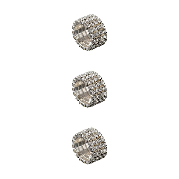 1/2/3/5 Stretch Crystal Ring Utsökt inläggning för Elegant silver 4 rows 3PCS